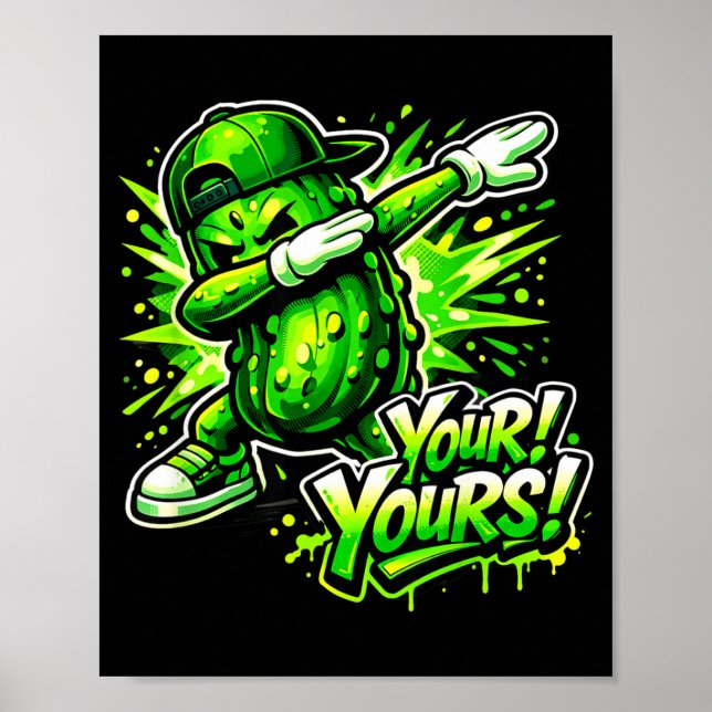 Lustiger dabbing-Gurken-Grün-Gemüsemann-Frau  Poster (Vorne)