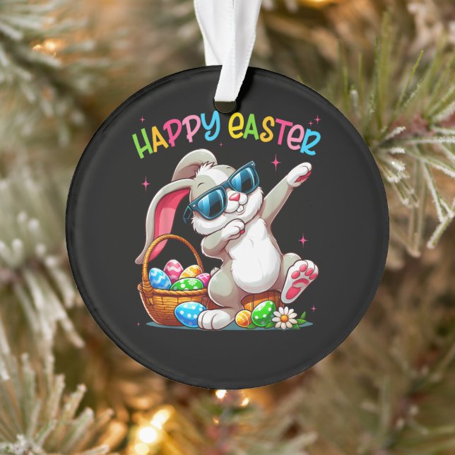 Lustiger Dabbing-Hase Ostern Frohe Ostern Ornament (Baum)