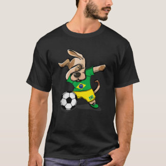 Lustiger Dabbing-Hund Brasilien Fußballtrikot Bras T-Shirt