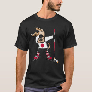 Lustiger Dabbing Hund Japan Eishockey Fans Jersey T-Shirt