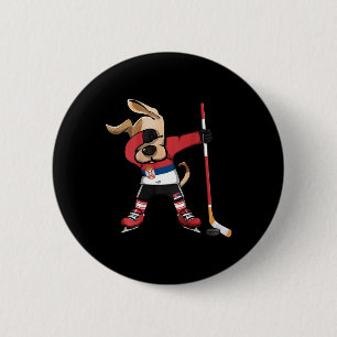 Lustiger Dabbing-Hund Serbien Eishockeyfans Jersey Button