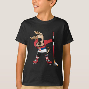 Lustiger Dabbing-Hund Serbien Eishockeyfans Jersey T-Shirt