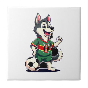 Lustiger Dabbing Husky Hund Kenia Fußball - Kenian Fliese