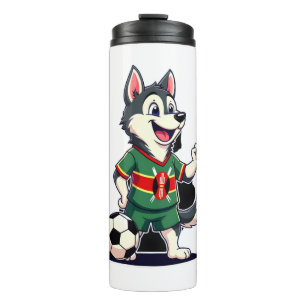 Lustiger Dabbing Husky Hund Kenia Fußball - Kenian Thermosbecher