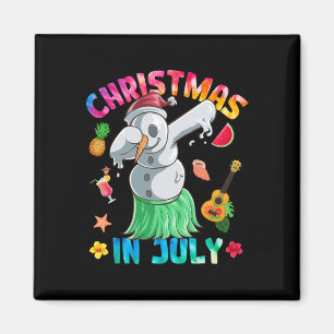 Lustiger Dabbing-Schneemann-Weihnachten-im-Juli-Ti Magnet