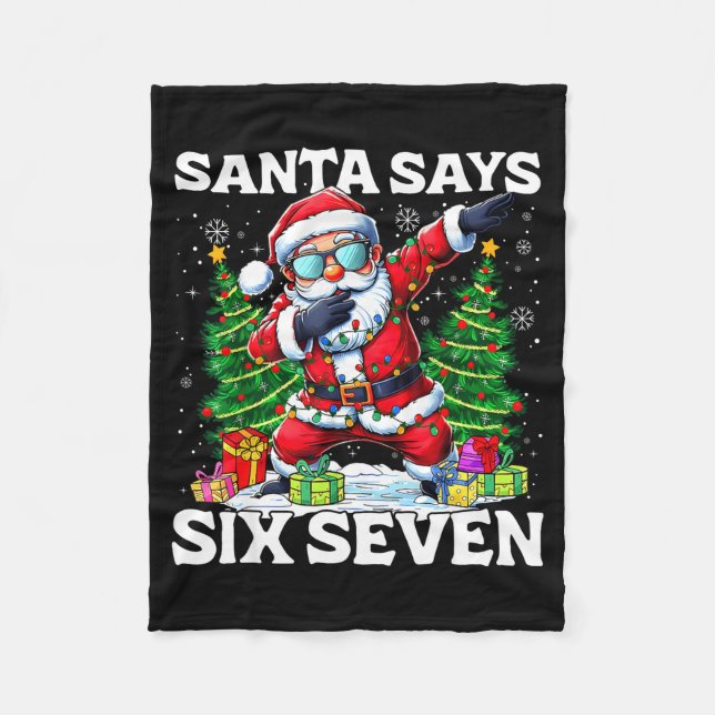 Lustiger Dabbing Weihnachtsmann sagt sechs sieben  Fleecedecke (Vorderseite)