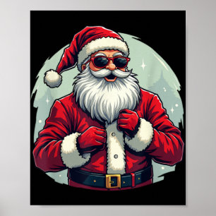 Lustiger Dabbing Weihnachtsmann Xmas Lichter Mädch Poster