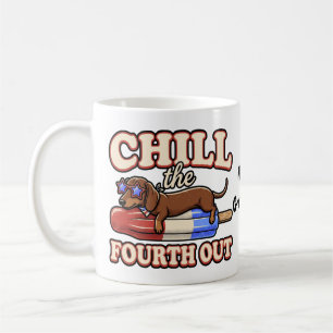 Lustiger Dachshund 4. Juli Chill The Fourth Out Kaffeetasse