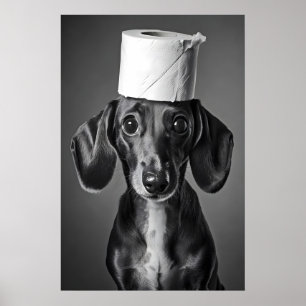 Lustiger Dachshund-Badezimmer-Kunstdruck, Toilette Poster