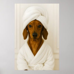 Lustiger Dachshund-Badezimmerdruck, Dachshund In Poster