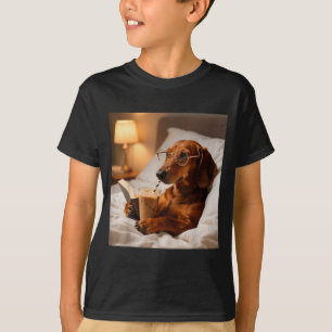 Lustiger Dachshund, der Eiskaffee trinkt, Liebhabe T-Shirt