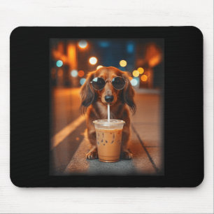 Lustiger Dachshund, der Kaffee trinkt, Liebhaber H Mousepad