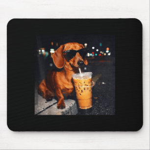 Lustiger Dachshund, der Kaffeegetränk-Liebhaber-Hu Mousepad