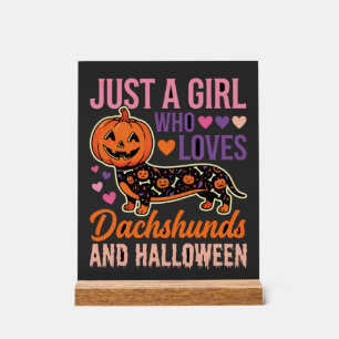 Lustiger Dachshund Halloween Kürbis Hunde Liebhabe Acrylschild