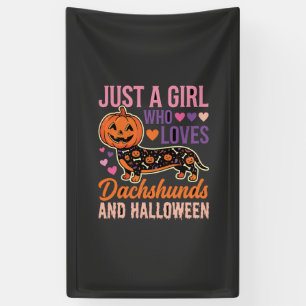 Lustiger Dachshund Halloween Kürbis Hunde Liebhabe Banner