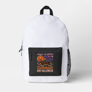 Lustiger Dachshund Halloween Kürbis Hunde Liebhabe Bedruckter Rucksack