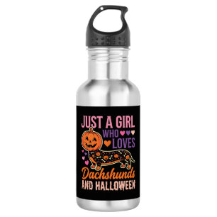 Lustiger Dachshund Halloween Kürbis Hunde Liebhabe Edelstahlflasche