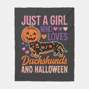 Lustiger Dachshund Halloween Kürbis Hunde Liebhabe Fleecedecke
