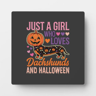 Lustiger Dachshund Halloween Kürbis Hunde Liebhabe Fotoplatte