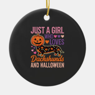 Lustiger Dachshund Halloween Kürbis Hunde Liebhabe Keramik Ornament