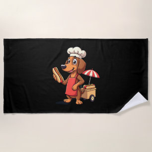 Lustiger Dachshund-Hund Weenie Wurst Hotdog Sandwi Strandtuch