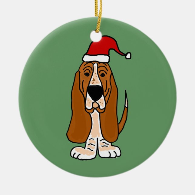 Lustiger Dachshund-Jagdhund in der Keramik Ornament (Vorne)
