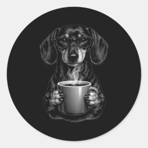 Lustiger Dachshund-Kaffeeliebhaber intelligenter W Runder Aufkleber