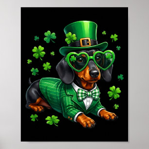Lustiger Dachshund Kleeblatt St. Patricks Tag iris Poster
