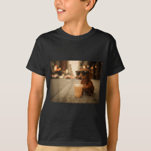 Lustiger Dachshund-Liebhaber trinkt eisgekühlten K T-Shirt