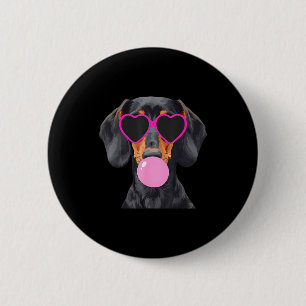 Lustiger Dachshund mit Brille und Seifenblase Button