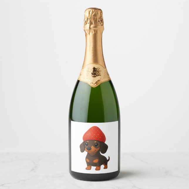 Lustiger Dachshund mit Erdbeeren und Hut fruchtig (Vorderseite)