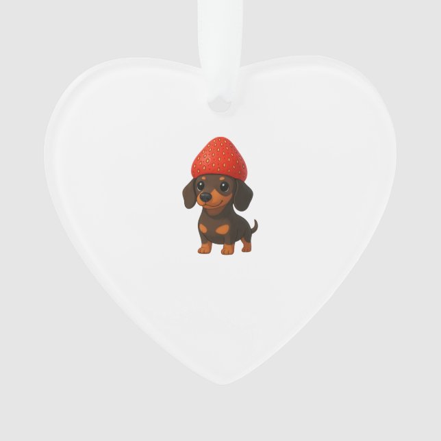 Lustiger Dachshund mit Erdbeeren und Hut fruchtig Ornament (Vorderseite)