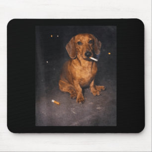 Lustiger Dachshund raucht Meme Zigarette Hund Meme Mousepad