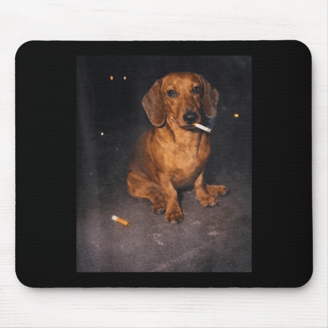 Lustiger Dachshund raucht Meme Zigarette Hund Meme Mousepad (Vorne)