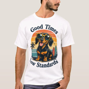Lustiger Dachshund Retro-Strand T-Shirt