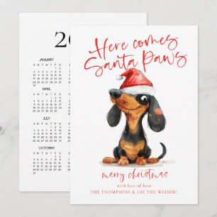 Lustiger Dachshund Santa Pfoten 2027 Kalender Weih Feiertagskarte
