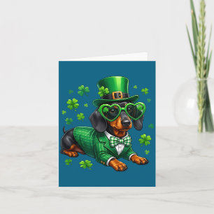 Lustiger Dachshund Shamrock St. Patricks Day irisc Karte