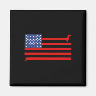 Lustiger Dachshund USA-Flagge 4. Juli Patriotische Magnet
