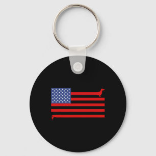 Lustiger Dachshund USA-Flagge 4. Juli Patriotische Schlüsselanhänger