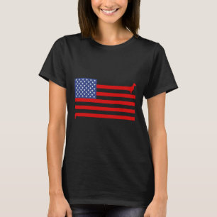 Lustiger Dachshund USA-Flagge 4. Juli Patriotische T-Shirt