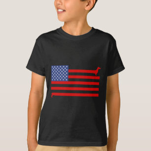 Lustiger Dachshund USA-Flagge 4. Juli Patriotische T-Shirt