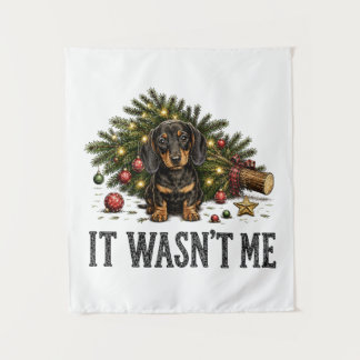 Lustiger Dachshund Weihnachten Es war nicht ich Wandteppich