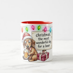 Lustiger Dachshund Weihnachten Zweifarbige Tasse