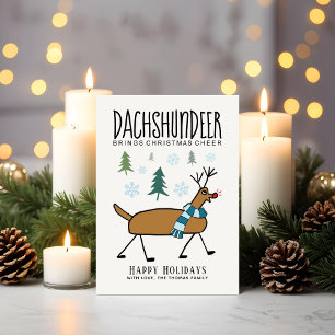 Lustiger Dackel Hirsch Weihnachtsfreude Feiertagskarte