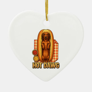 Lustiger Dackel Hot Dawg Dackel-Hotdog-Parodie Süß Keramik Ornament