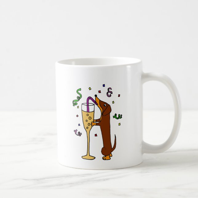 Lustiger Dackel-HundeParty-Cartoon Tasse (Rechts)