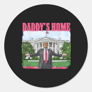 Lustiger Daddy ist zu Hause Trump Pink 2024 Weißen Runder Aufkleber
