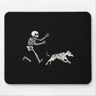 Lustiger Dalmatiner Laufendes Skelett Halloween  Mousepad