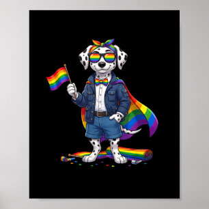 Lustiger Dalmatiner Lgbt Regenbogen Lesbisch Gay P Poster