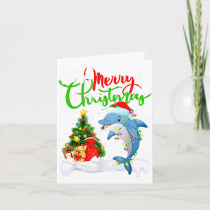 Lustiger Delfin-Fischliebhaber Weihnachtsbeleuchtu Karte